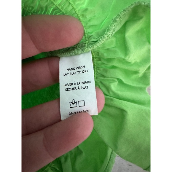 Ramy Brook Crop Top Capri Green Square Neck Yolanda Ruffle Smocked - Picture 6 of 7